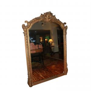 Grande specchiera Francese dorata foglia oro del 1800 Stile Luigi XV